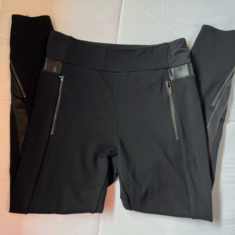 Athleta Pants - Athleta Luxe Ponte Black Faux Leather Leggings Sz Medium